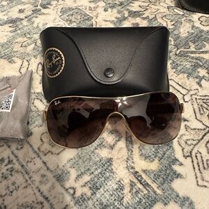 Ray-Ban Gold Frame Sunglasses with Brown Lenses